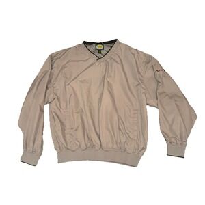 Cabela's Jacket Men's Large Tan Windbreaker V-Neck Pullover Long Sleeve Outdoor